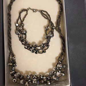 Black crystal Necklace and Bracelet- Fashion Piece